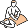 ケアとサポートを表す手とハートのイラスト